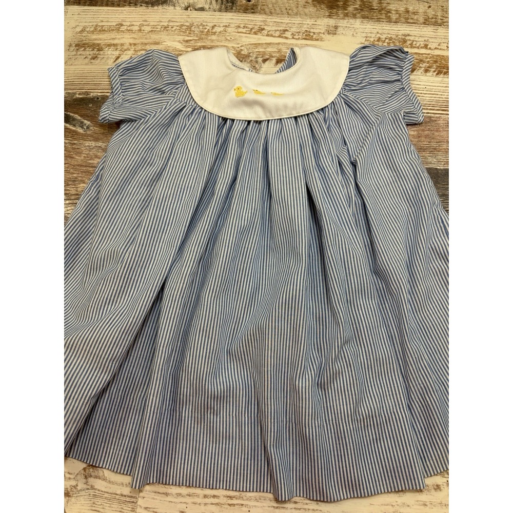 VTG Mondays Child Blue Gingham Duck Embroidery Dress Girls 4T